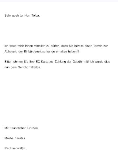 Kanzlei Karatas - Meliha Karatas - Fachanwältin für Migrationsrecht — Kundenfoto